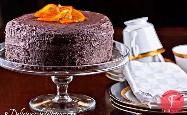 Bolo de camada de laranja Chocolate