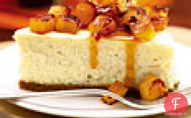 Crème Fraîche Cheesecake com mel-Rum-Roasted Pineapple