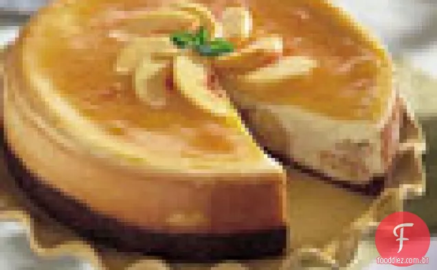Cheesecake de pêssego com crosta de gengibre