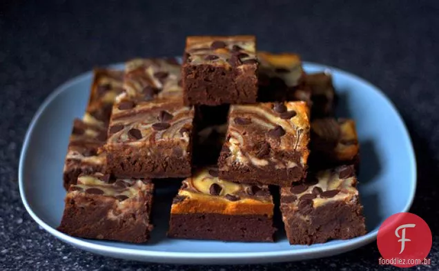 Cheesecake-Brownies marmorizados