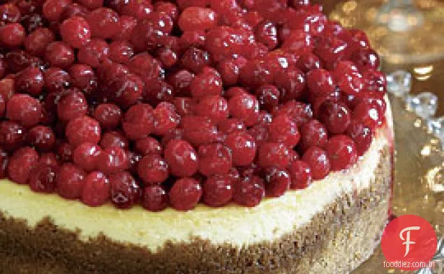 Cheesecake ao estilo de Nova York com molho de Cranberry-cointreau