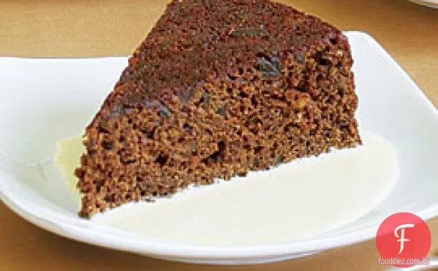 Coentro cozido no Vapor-Bolo de gengibre com Eggnog Crème Anglaise
