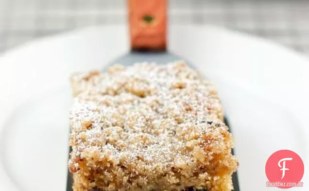 Bolo de café da ponta do Cacau da framboesa com Streusel da avelã