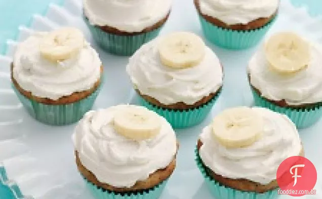 Cupcakes de Banana com mel-cobertura de canela