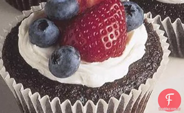 Cupcakes De Chocolate Vermelho, Branco E Azul