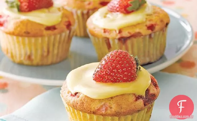 Cupcakes De Morango Com Vidro Laranja