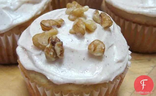 Cupcakes de Banana com canela-cobertura de baunilha