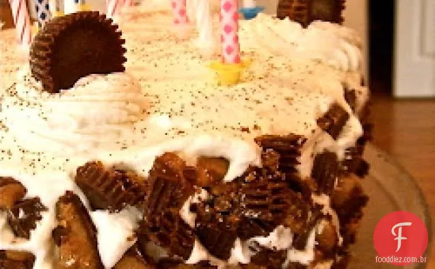 Bolo do gelado do Brownie da manteiga de amendoim de Reese