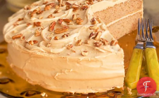 Bolo de camada de aveia com cobertura de caramelo-Pecan