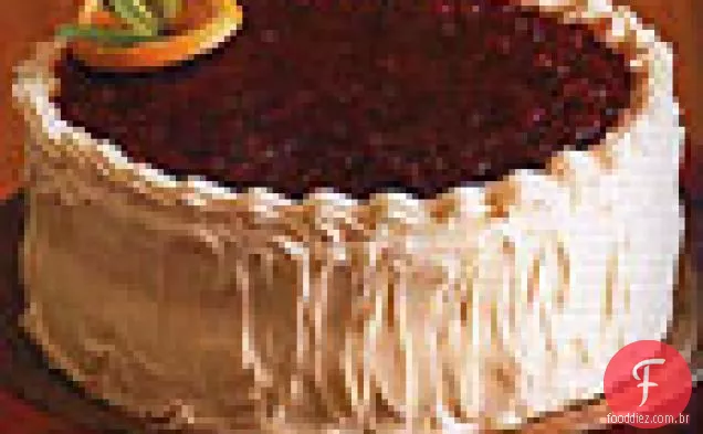 Bolo De Camada Laranja Com Vidro De Cranberry