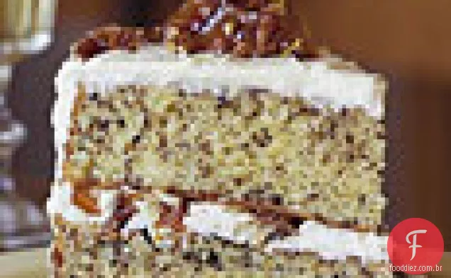 Bolo de camada de creme azedo com Pecan frágil