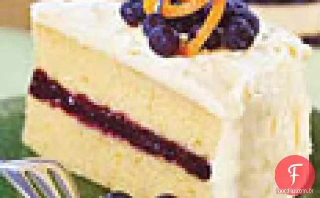 Bolo De Camada De Mirtilo E Laranja Com Cobertura De Cream Cheese