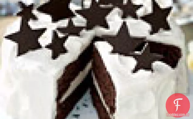Bolo Branco Da camada do Fudge da trufa e do Chocolate Do Chocolate