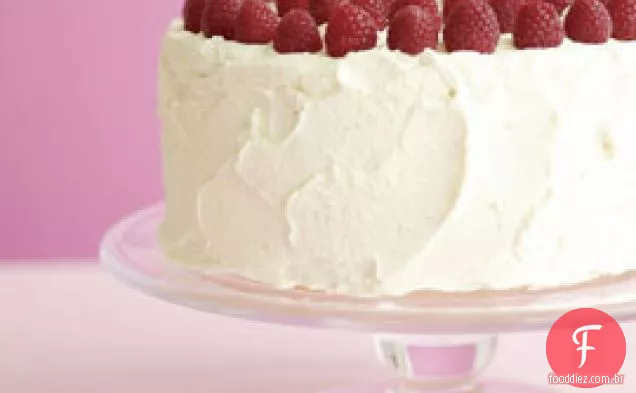 Bolo Clássico De Camada De Baunilha Com Cobertura De Mascarpone De Baunilha & R