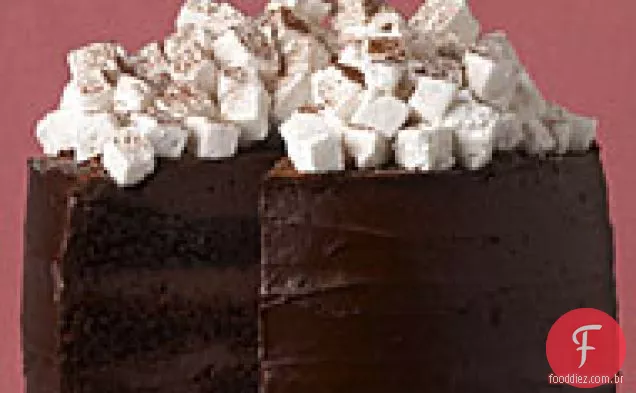 Bolo de camada de Chocolate quente com Marshmallows caseiros