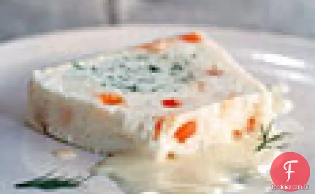 Terrina de peixe branco com ovas de salmão e endro