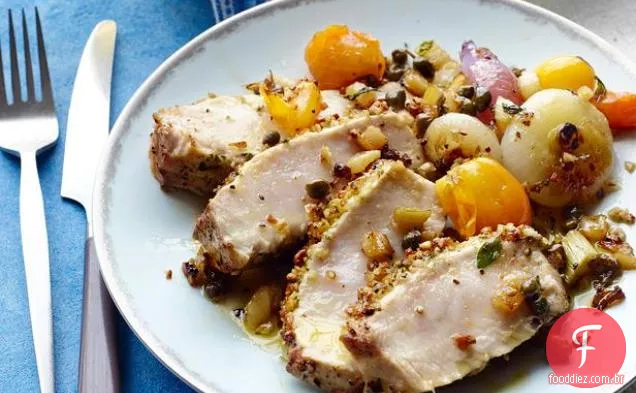 Peixe-Espada Siciliano com legumes agridoces