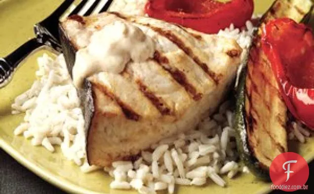 Peixe-Espada E Legumes Grelhados Com Gengibre E Limão