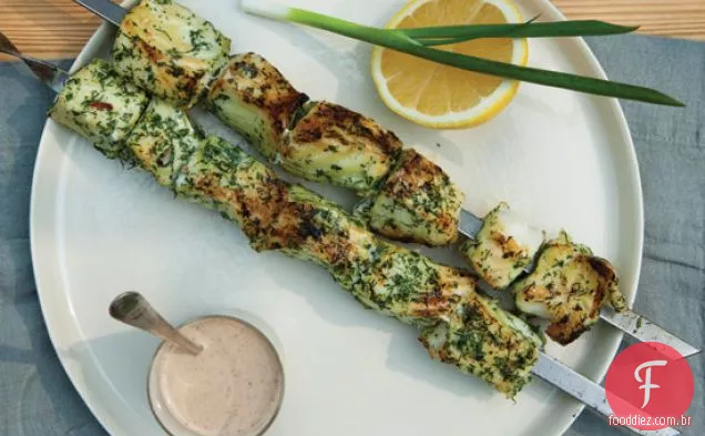 Erva-e-Chile-peixe marinado Shashlik
