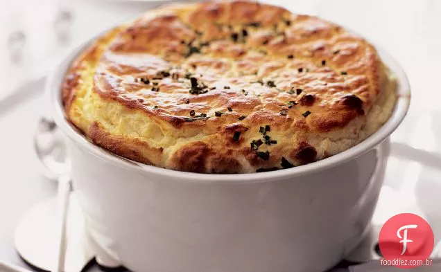Queijo de cabra e suflê de ervas frescas