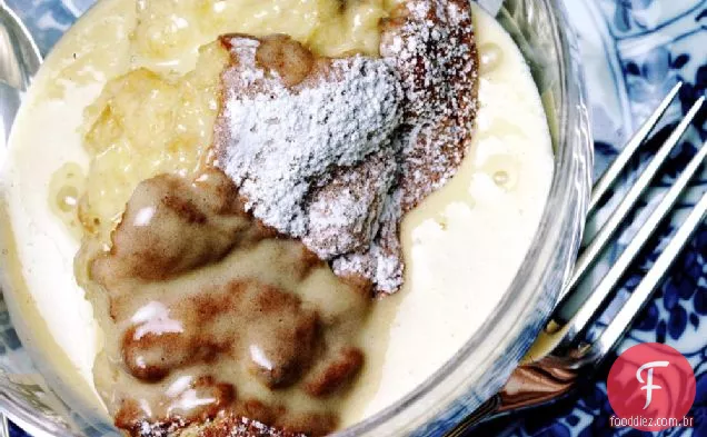 Suflê de Pudim de pão com molho de uísque