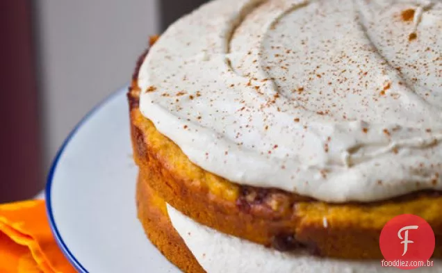 Bolo De Pão De Canela Com Especiarias De Abóbora Com Cobertura De Cream Cheese