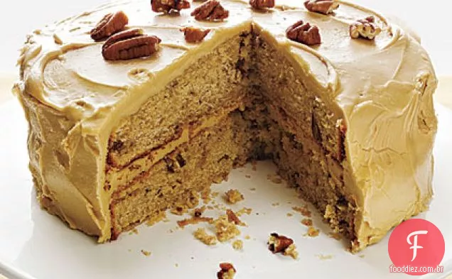 Bolo de especiarias Pecan com cobertura de bordo