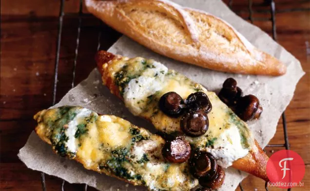 Cogumelos, Pesto e pãezinhos de queijo de cabra