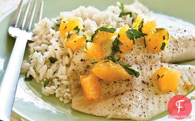 Tilápia assada com Salsa Laranja-salsa