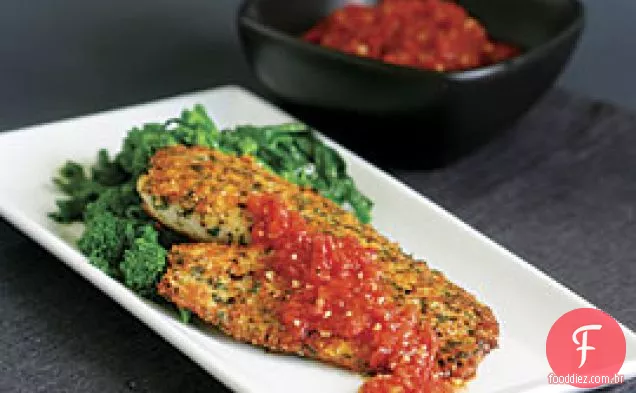 Herb & Parmigiano Crosted Tilapia Com Molho De Tomate Rápido