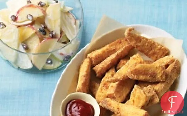 Palitos de peixe com crosta de fubá