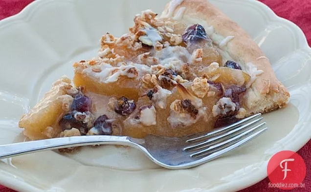Cran-Pizza de Granola de maçã com garoa de baunilha