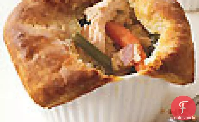 Mini tortas de frango com Bacon e manjerona