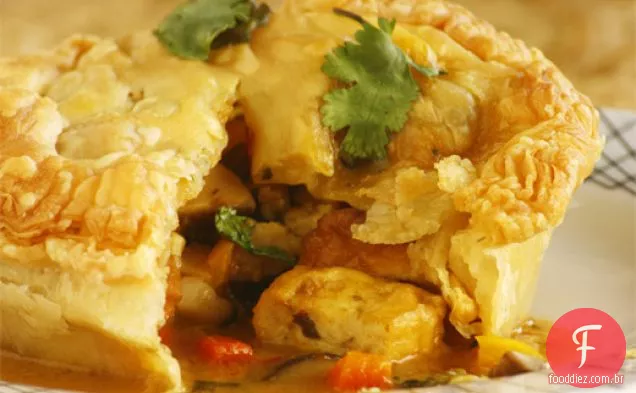 Torta De Pote De Tofu De Curry Indiano Vegetariano