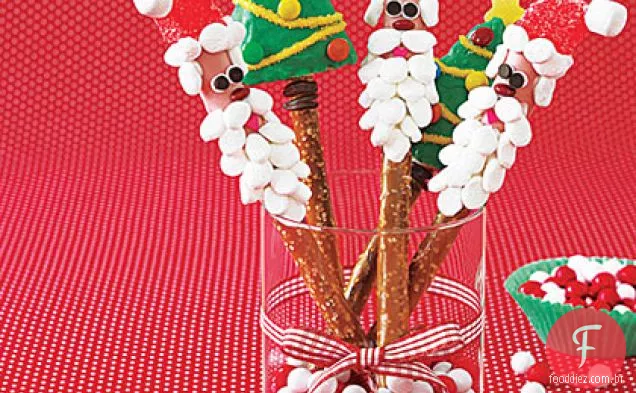 Santa and Tree Pretzel Rods