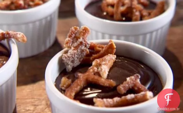 Pudim de Chocolate e Pretzels