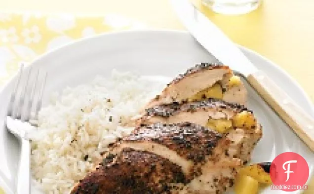 Frango Idiota recheado com abacaxi