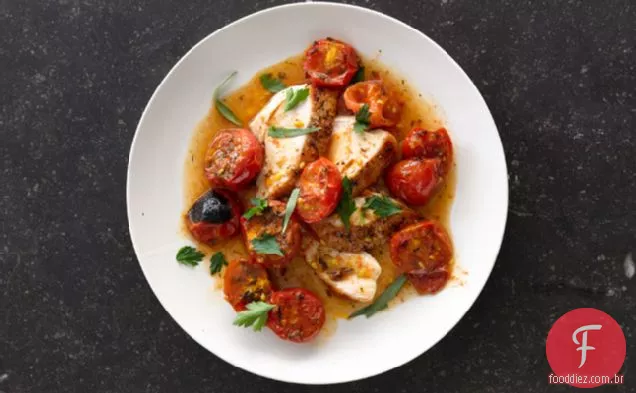 Frango com tomate assado com ervas e molho Pan