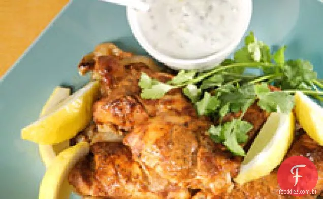 Frango com especiarias indianas com Raita