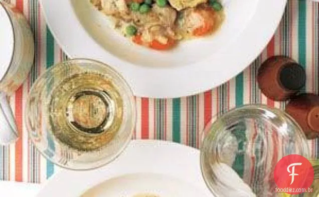 Frango Cremoso fogão lento com biscoitos