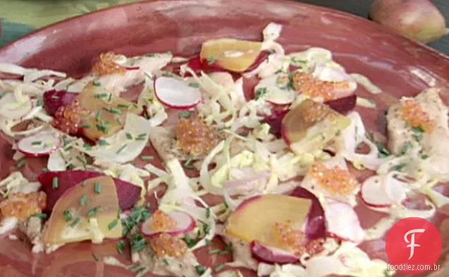 Salada de truta defumada com molho de limão Meyer