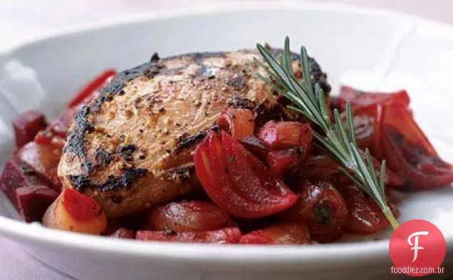 Peitos de Pato marinados com chalota e sabor de beterraba