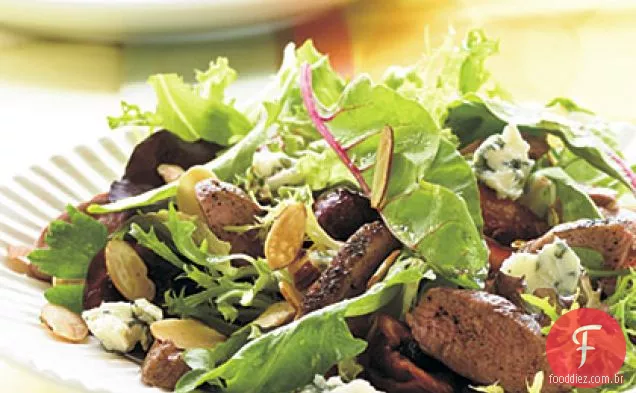 Salada de peito de pato grelhado com champanhe-vinagrete de mel