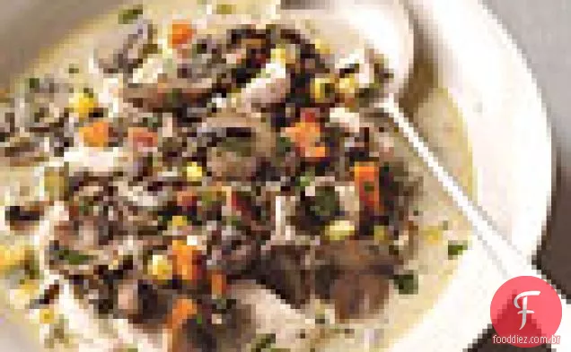 Sopa de peru com arroz selvagem, Crimini e Pancetta
