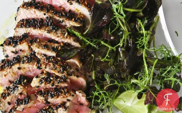 Atum Grelhado De Gergelim Com Receita De Vinagrete De Gengibre Com Limão