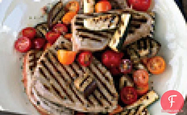 Atum grelhado com legumes provençais e Aioli fácil