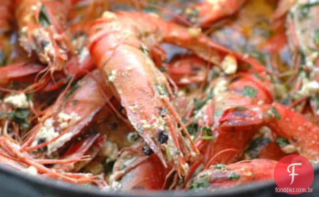 Camarão Com Limão, Pimenta, Alho E Queijo Feta