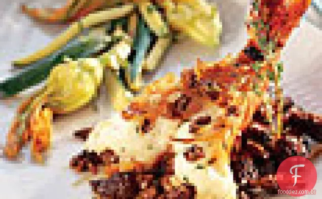Camarões assados com cogumelos e manteiga de Morel