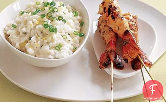 Risoto De Limão Com Camarões Grelhados