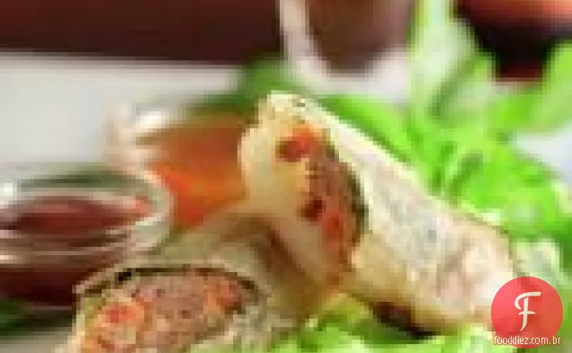 Rolinhos Primavera Crocantes Com Salada De Ervas